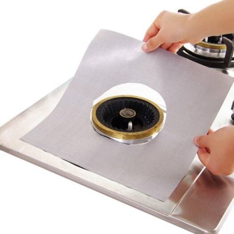 4Pcs Reusable Gas Hob Protector Silver