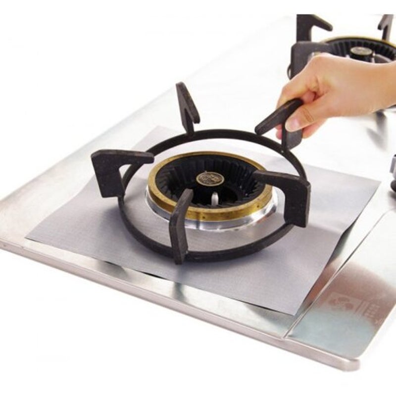 4Pcs Reusable Gas Hob Protector Silver