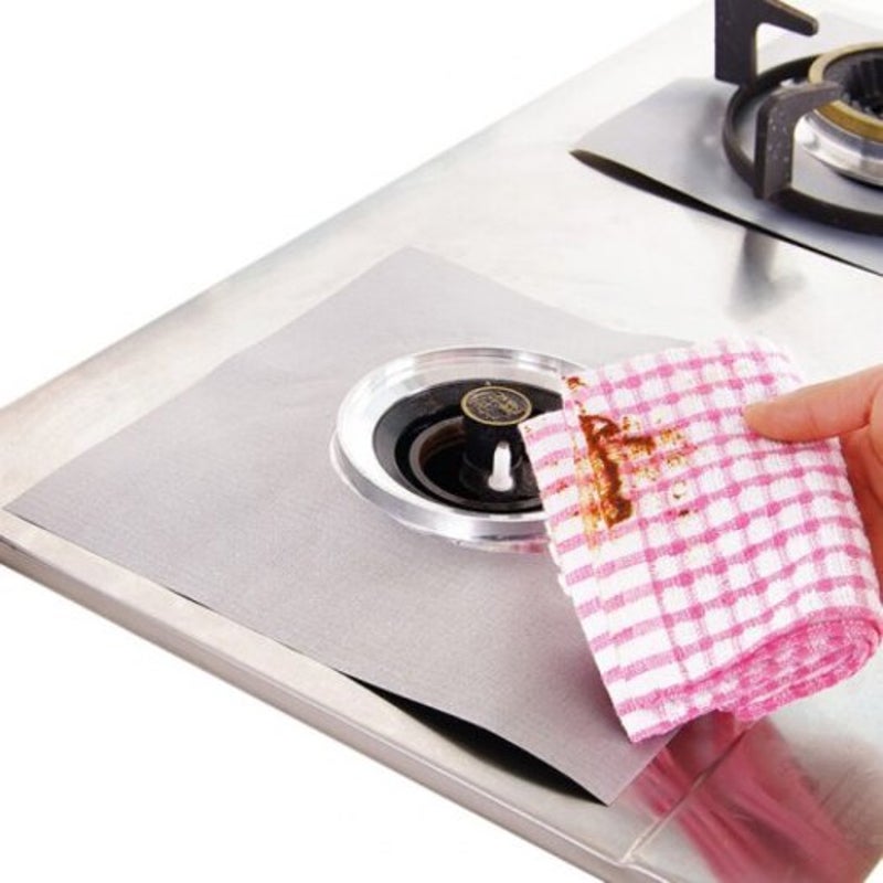 4Pcs Reusable Gas Hob Protector Silver