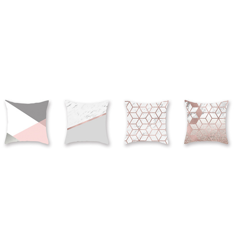 4Pcs Rose Golden Powder Pillow Peach Skin Velvet Sleeve 1