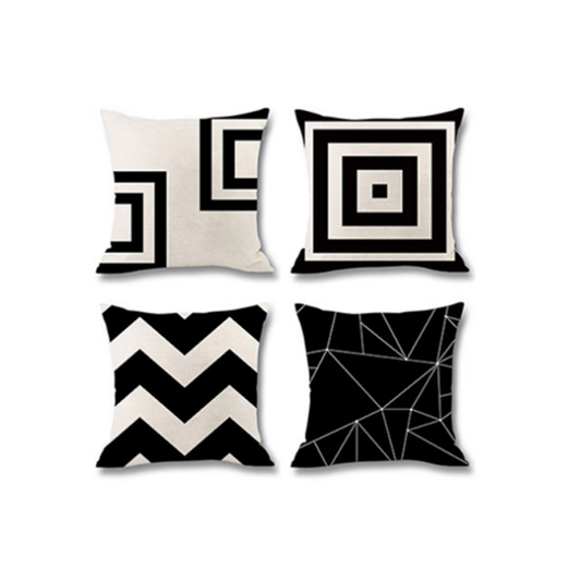 4Pcs Geometric Digital Printing Pillow Holder Flax Cushion Waist Cover