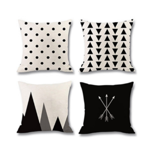 4Pcs Geometric Digital Printing Pillow Holder Flax Cushion Waist Cover