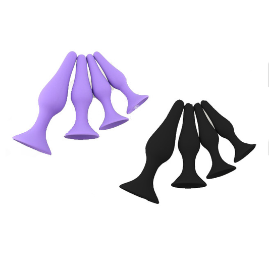 4Pcs / Set Anal Trainer Kit Soft Silicone Black Or Purple Butt Plug