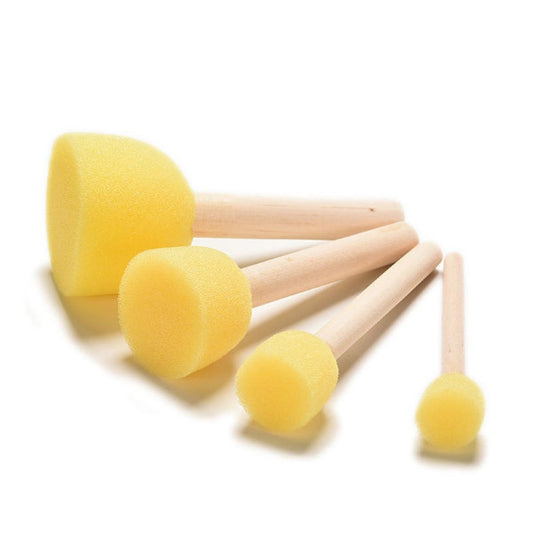 4Pcs/Set Wooden Handle Kid Sponge Paint Brush Art Supplies Painting Tool