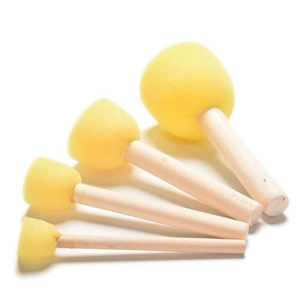 4Pcs/Set Wooden Handle Kid Sponge Paint Brush Art Supplies Painting Tool