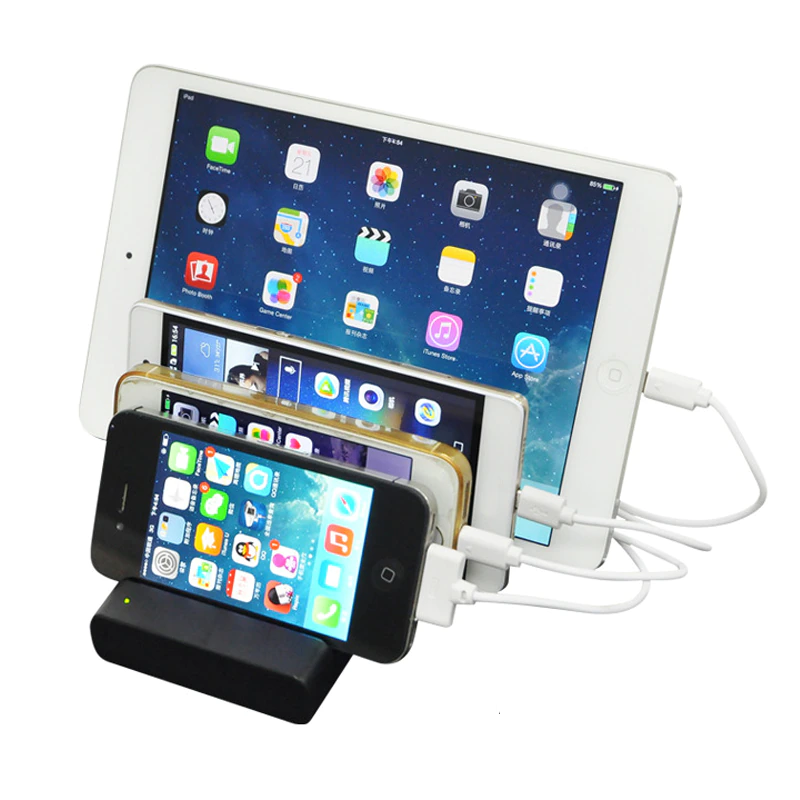 Universal 4 Port Usb Charging Bracket Base For Mobile Phones Black