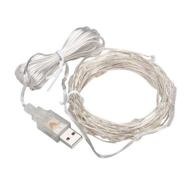 5 10M 50 100 Leds String Lights Copper Wire Usb Operated Waterproof Decorative Fairy Starry Silvery Warmvwhite 5M