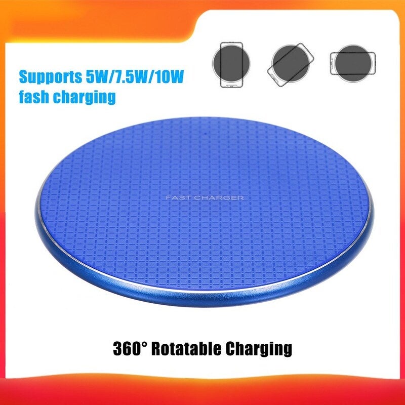 10W Qi Wireless Charger Aluminium Alloy Fast Charging Pad