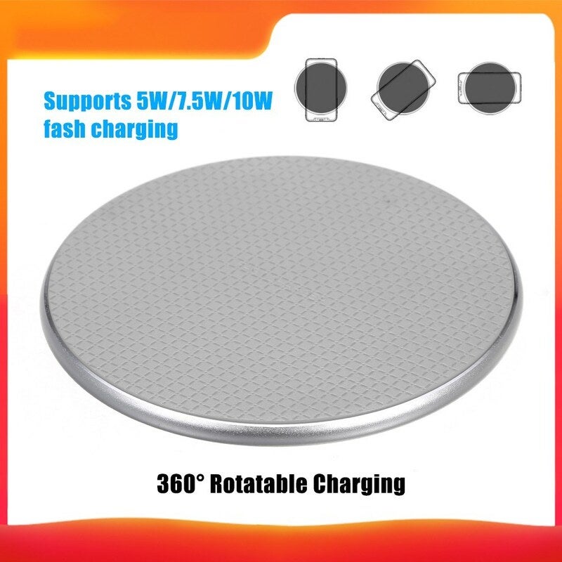 10W Qi Wireless Charger Aluminium Alloy Fast Charging Pad