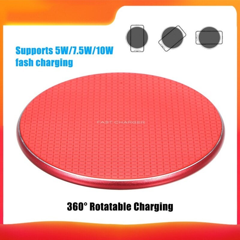 10W Qi Wireless Charger Aluminium Alloy Fast Charging Pad