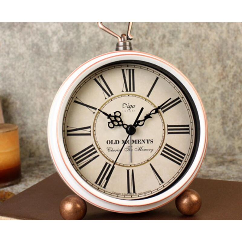 5 Inch Retro Creative Alarm Clock Wall Decoration White Roman Digital Desk