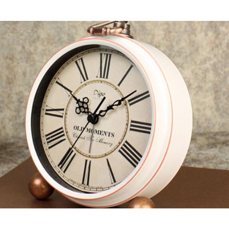 5 Inch Retro Creative Alarm Clock Wall Decoration White Roman Digital Desk