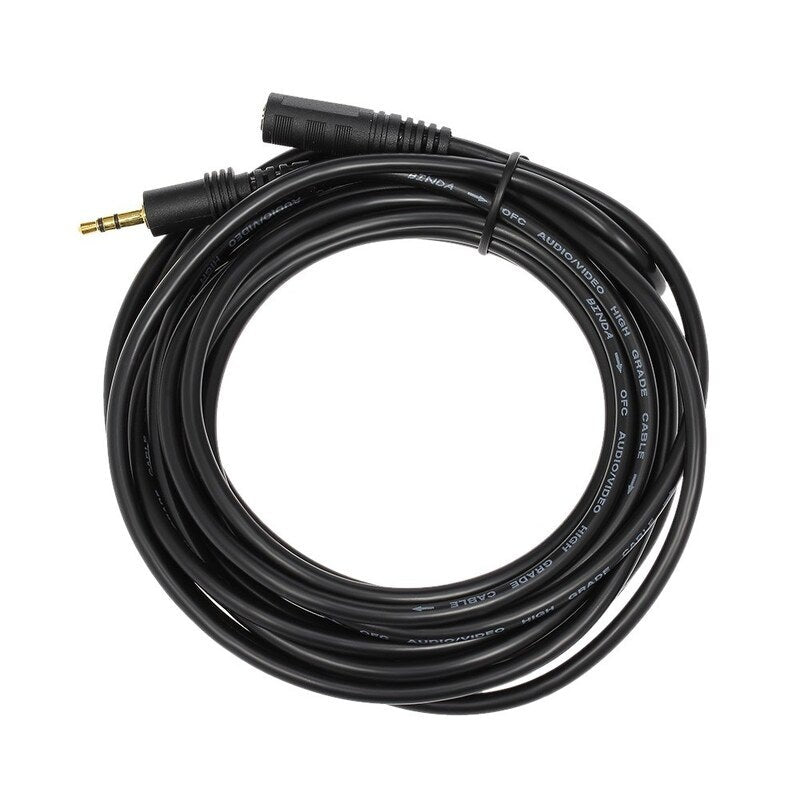 5 Meter Audio Extension Cable 3.5Mm Jack Male To Female Aux Extender Cord For Computer Mobile Phones Amplifier Black