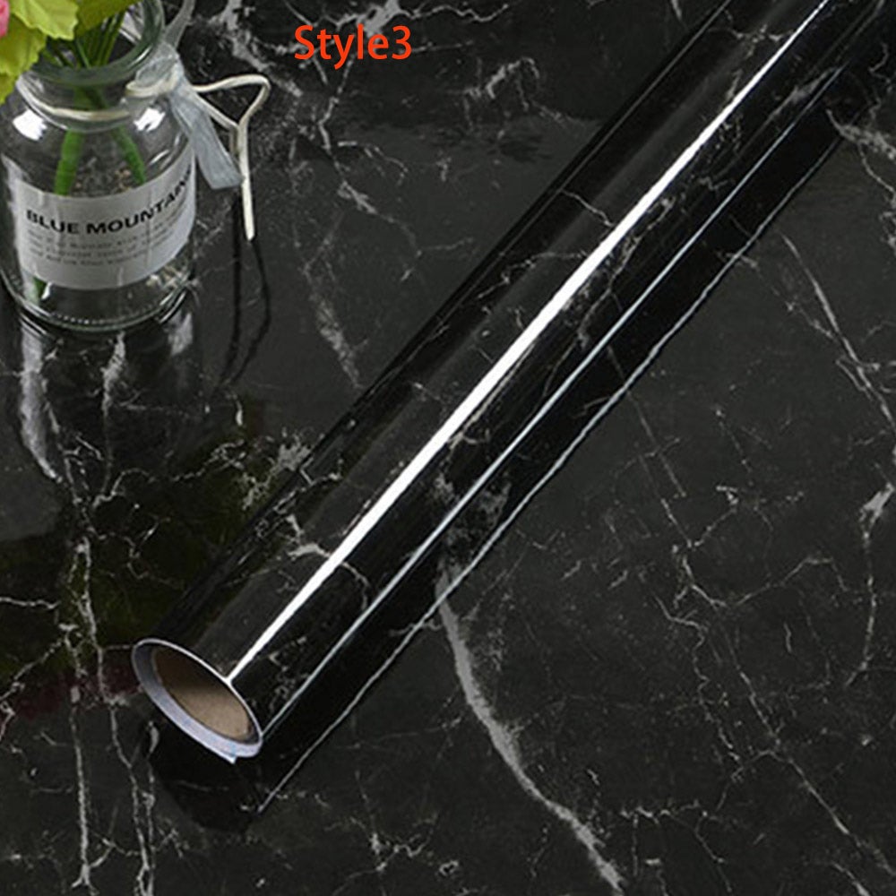 5 Meter Marble Vinyl Film Black Wallpaper Sheet Furniture Wrap Sticker