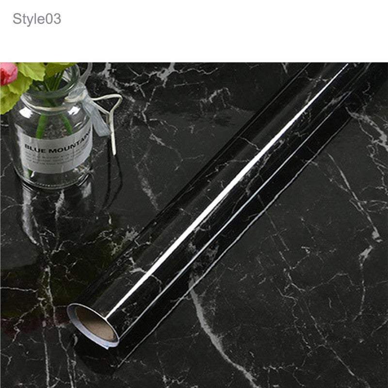 Decorative Stickers 5 Meter Marble Vinyl Film Black Wallpaper Sheet Furniture Wrap