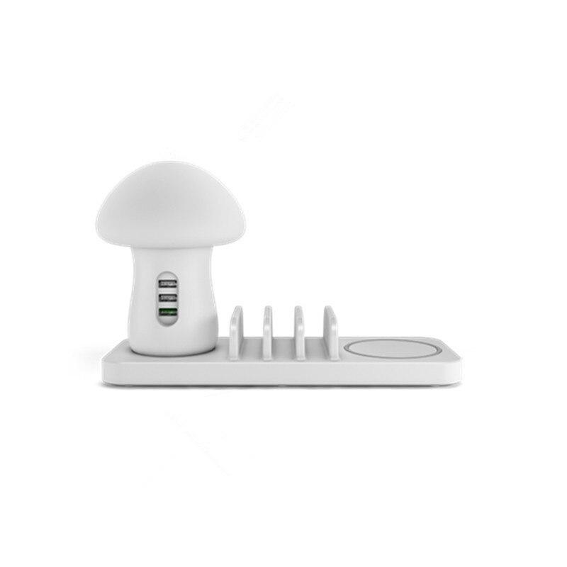 5 Port Multi Usb Smart Charging Station Mushroom Lamp Charger Stand For Iphone Ipad