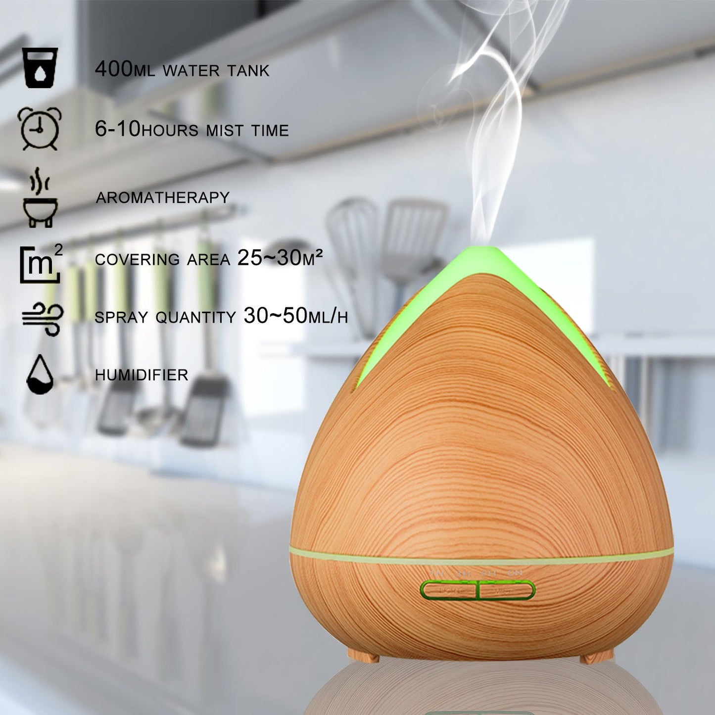Purespa Ultrasonic Diffuser Light Wood