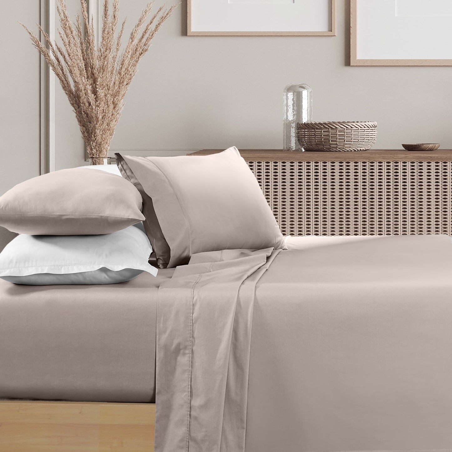 Renee Taylor 1500 Thread Count Cotton Blend Sheet Set King Stone