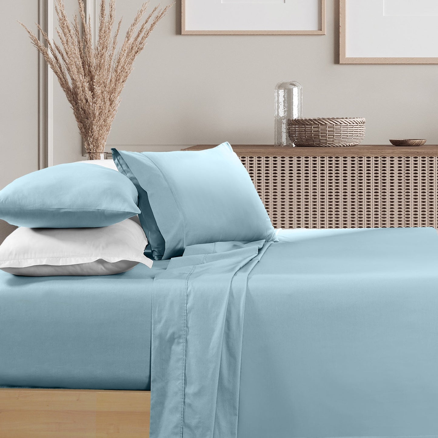 Renee Taylor 1500 Thread Count Cotton Blend Sheet Sets King Mist