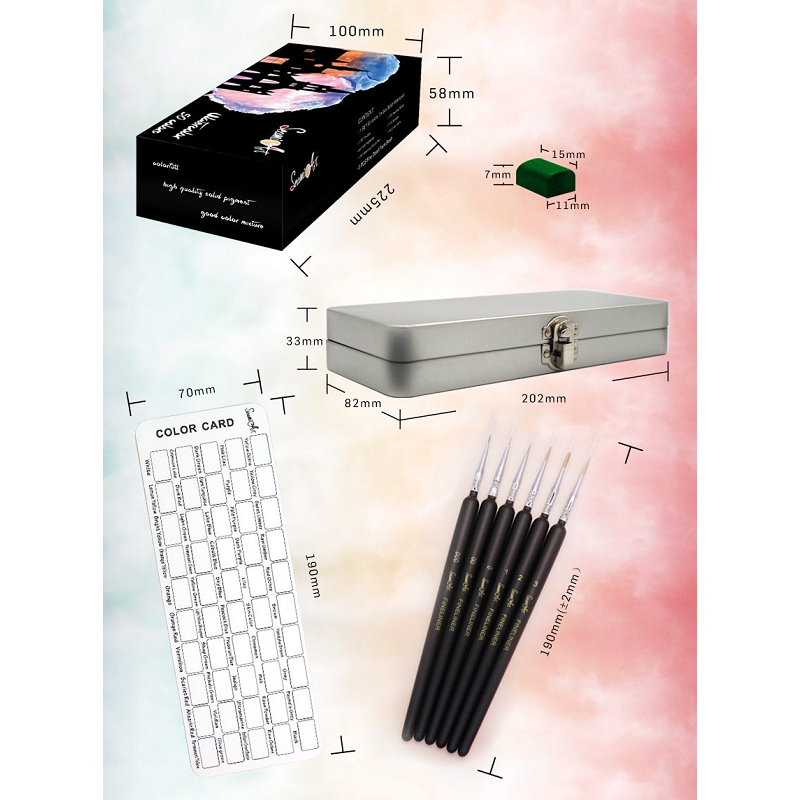 50 Colours Watercolour Paint Set In Portable Metal Box