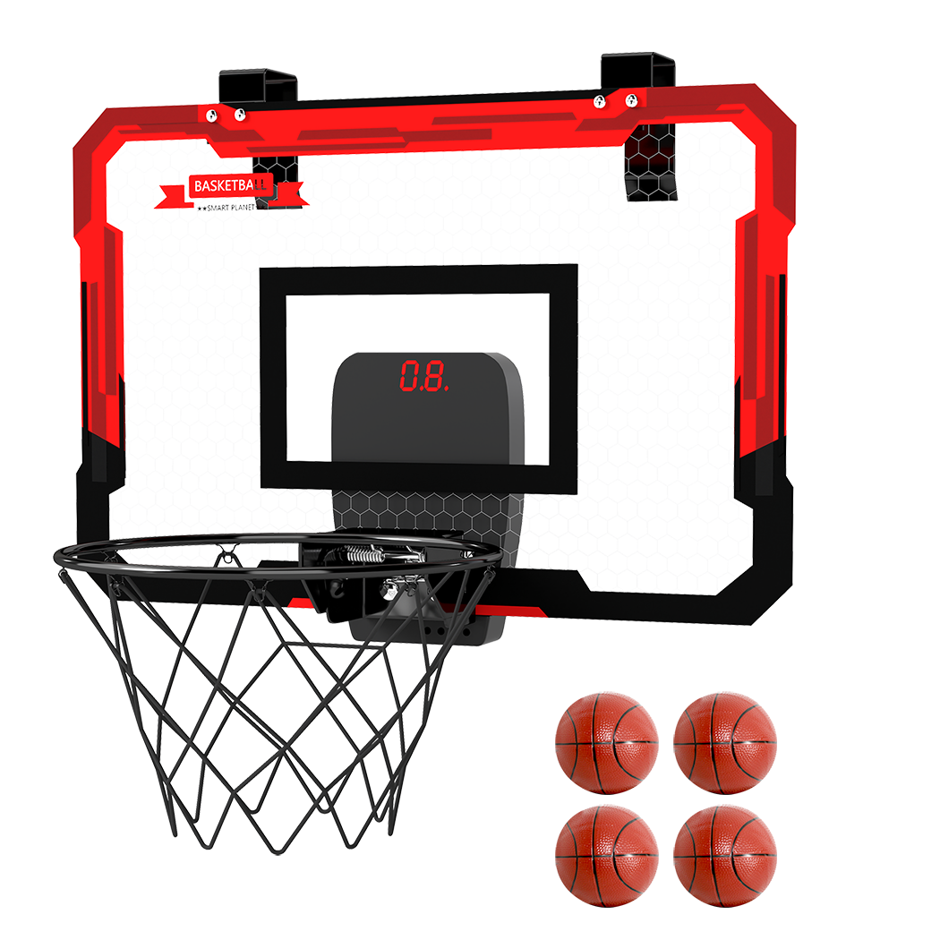 Bopeep Mini Indoor Basketball Hoop Over Door Set With Electronic Scorer And 4 Balls