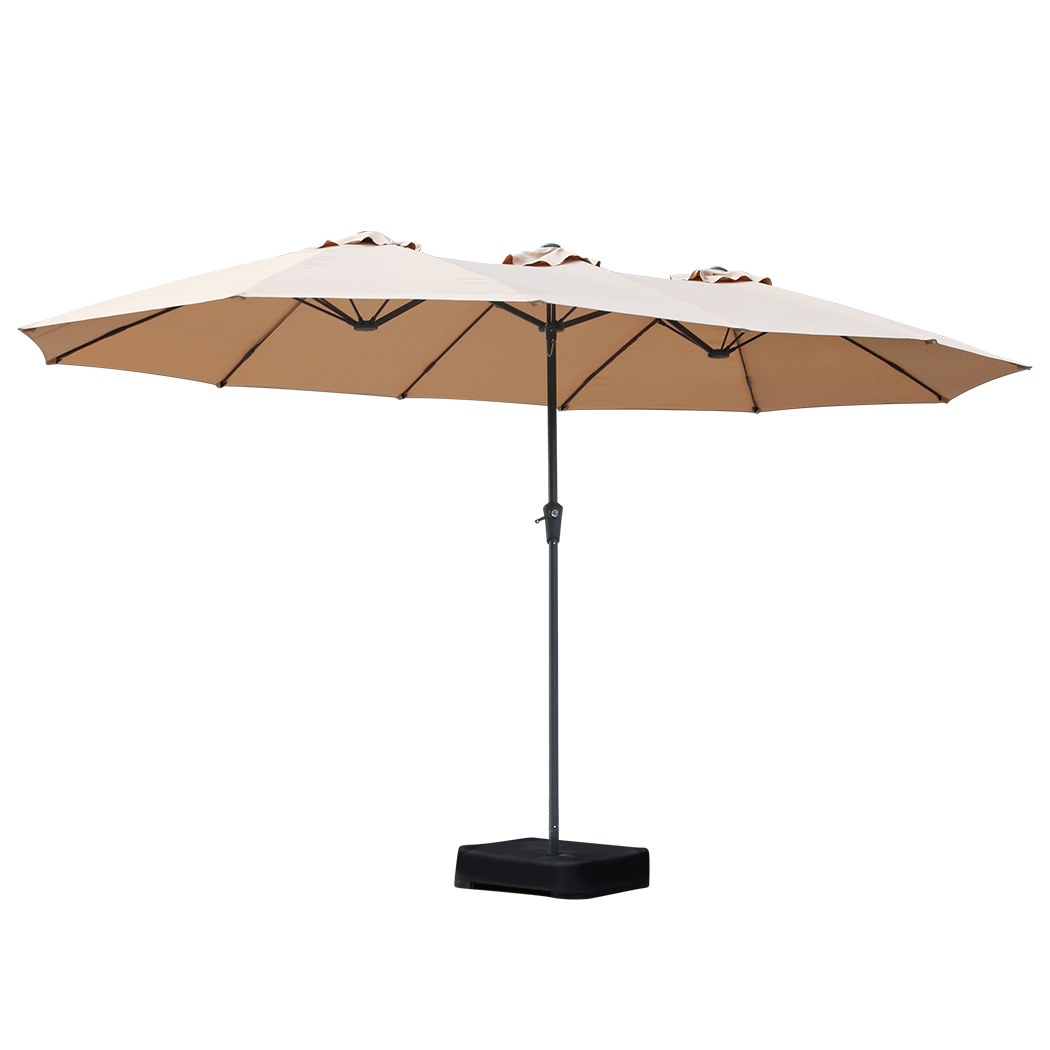 Centra 4M Double Sided Patio Umbrella Outdoor Base Stand Khaki