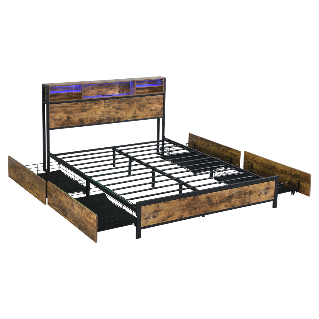 Queen Size Bed Frame Modern Durable Base For Comfortable Sleep And Bedroom Style