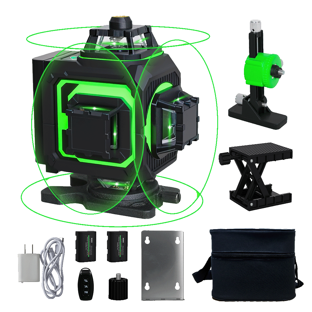Traderight 4D 16 Line Green Laser Level Remote Tripod