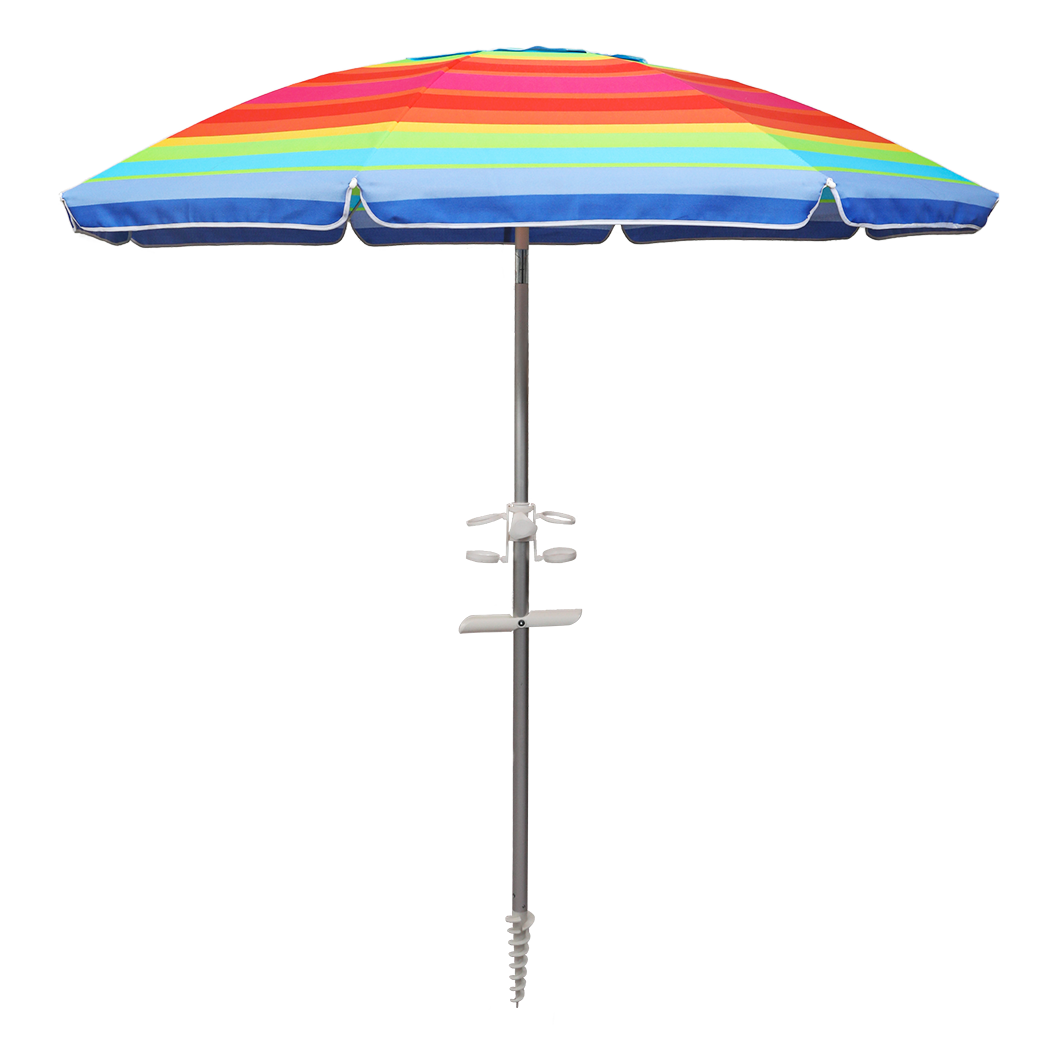 2M Colorful Outdoor Beach Umbrella Sand Shade For Sunny Coastal Relaxation