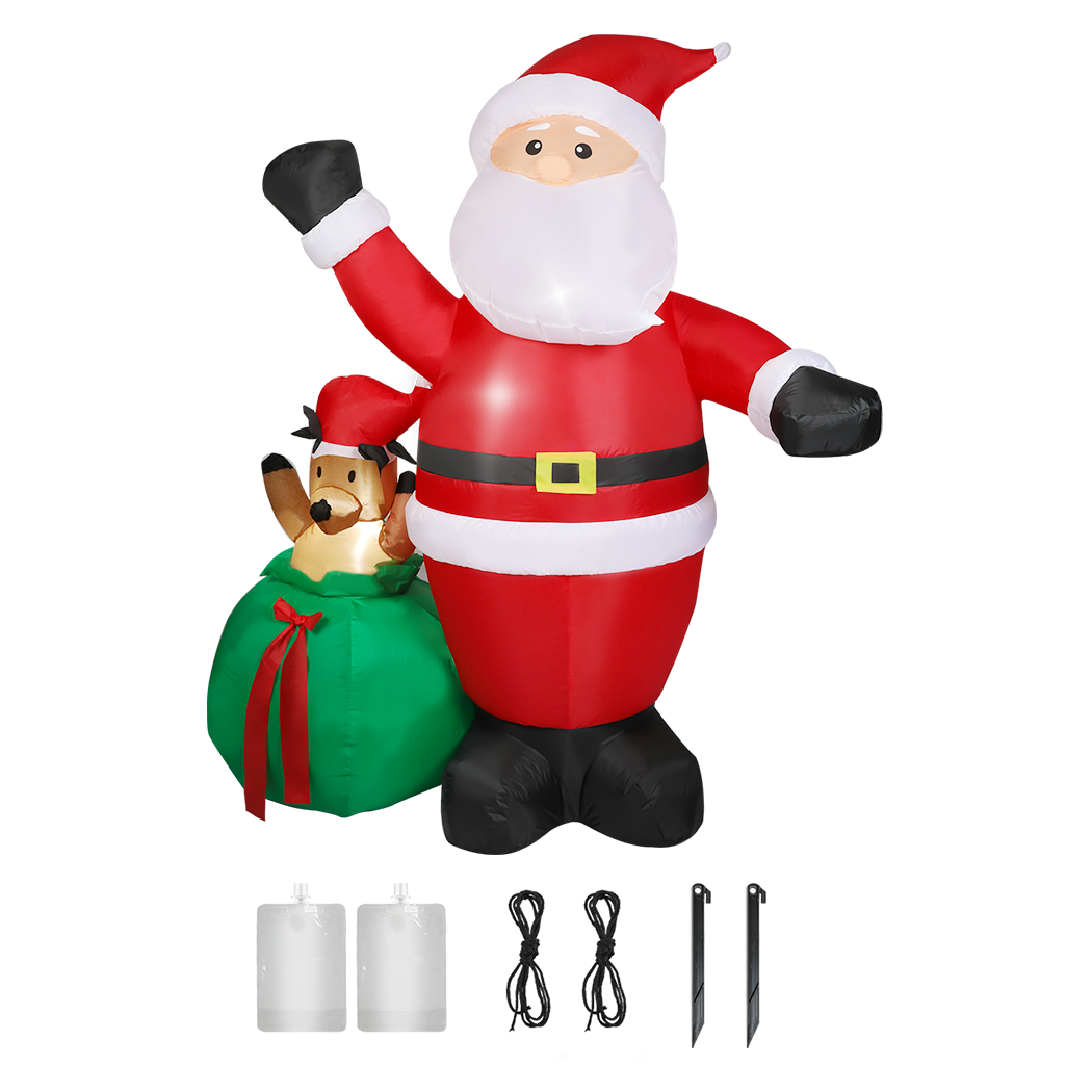 Santaco Christmas Inflatable Outdoor Claus Elk 2.2M Xmas Decoration Light