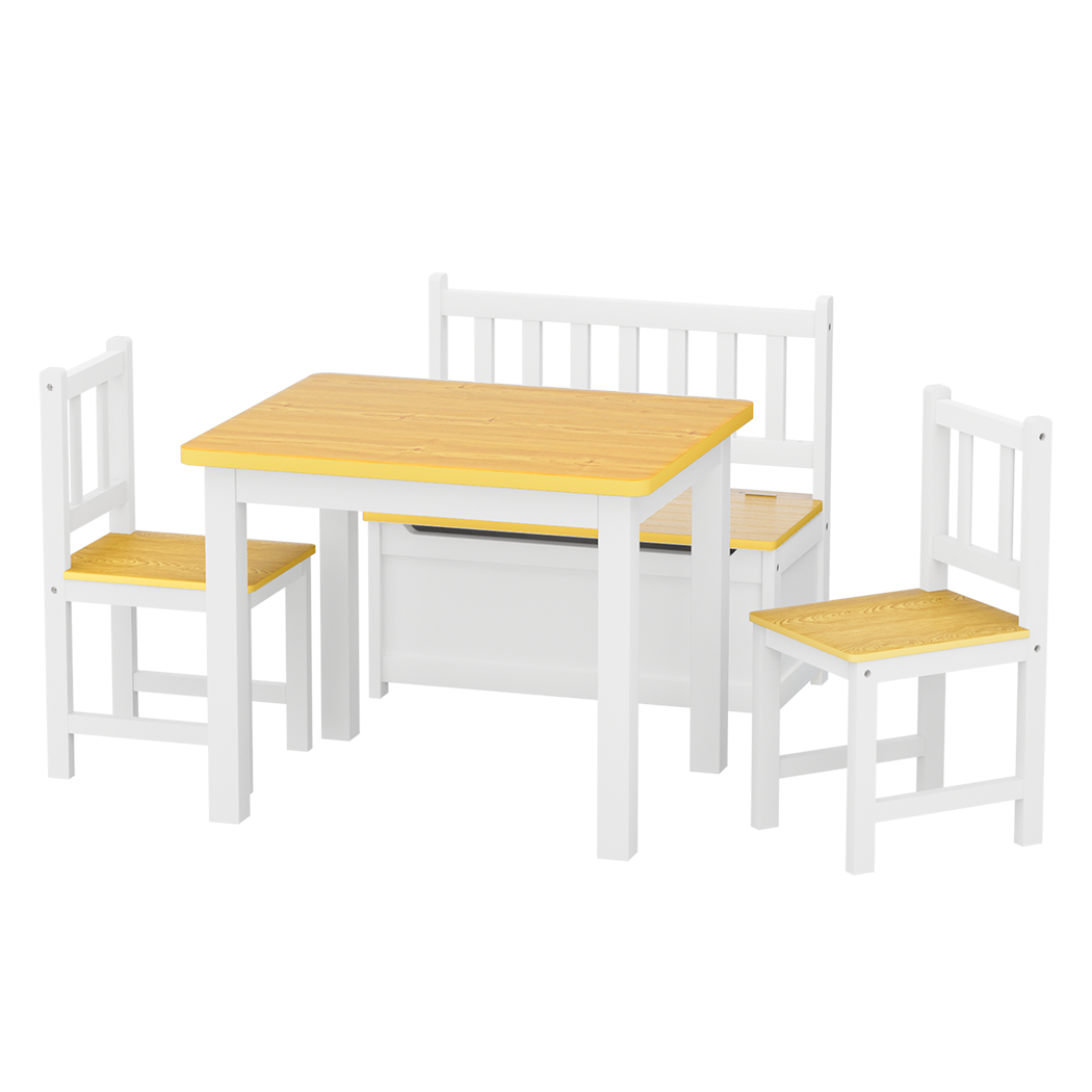 Bopeep Kids Table And Chairs Set Wooden Study Play 4Pcs