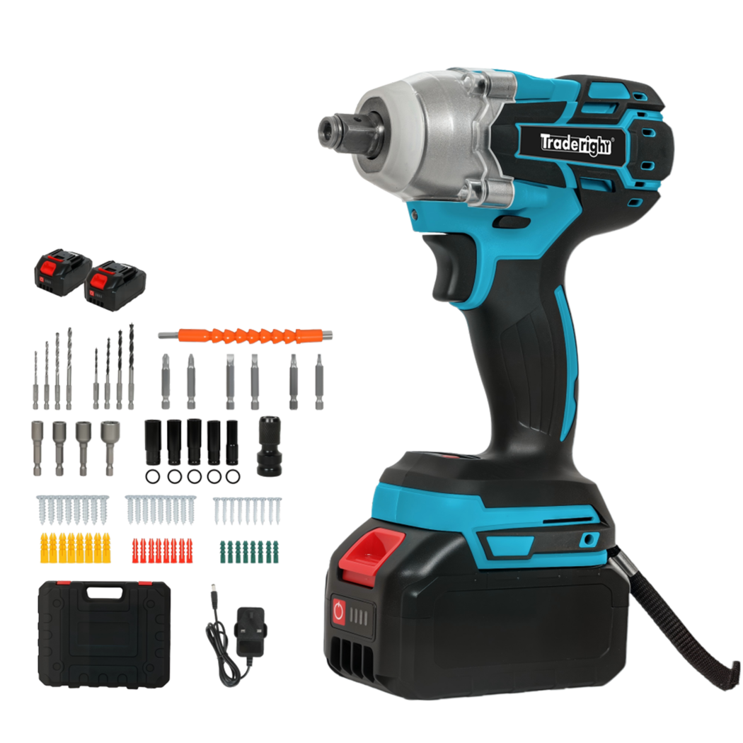 Traderight Impact Wrench 21V Cordless73pcs550nm 2X4.0Ah