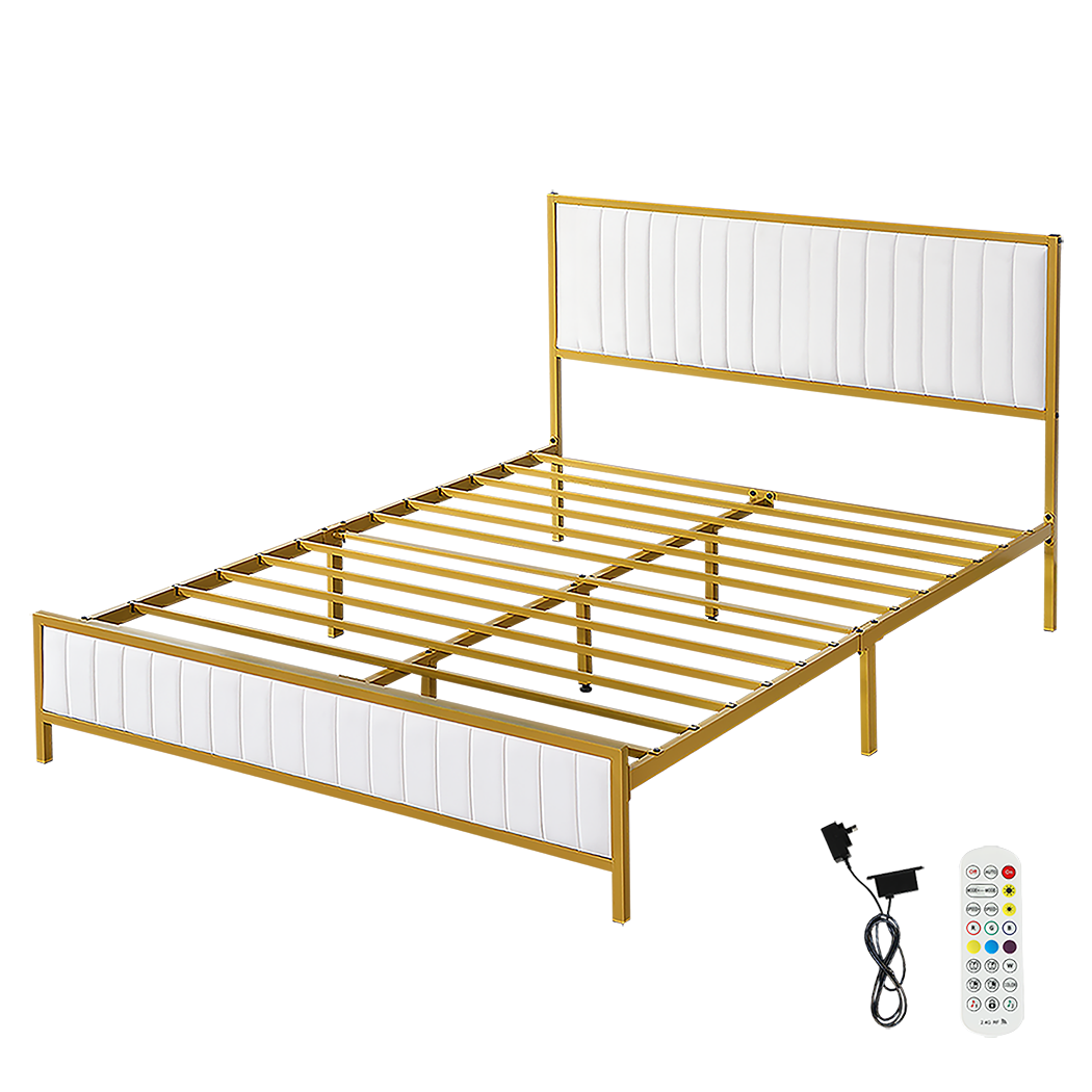 209Cm X 154Cm 106Cm Metal Bed Frame Under Storage Queen Beige