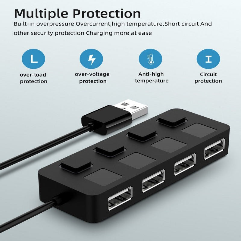 Usb 4-Port Hub Multi-Usb Splitter Extender