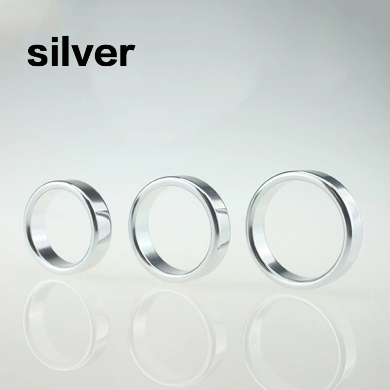 Stainless Steel Metal Men's Fashion Ring Penis Delayed Ejaculation Silver