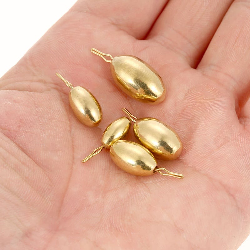 50Pcs Assorted Copper Sinker Bulk Set Box Elliptic Swivel Kit Casting Drop Fishing Tackle Accessories