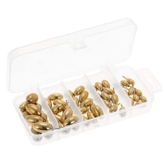 50Pcs Assorted Copper Sinker Bulk Set Box Elliptic Swivel Kit Casting Drop Fishing Tackle Accessories