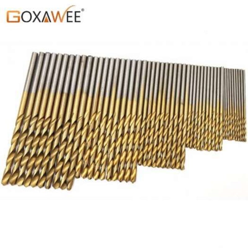 50Pcs Titanium Coated Twist Drill Bit Aluminum Set High Steel For Woodworking Plastic