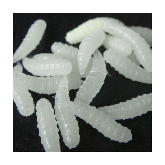 50Pcs Fishing Lure Maggot Grub Soft Baits Worms Noctilucent Luminous Night Glow