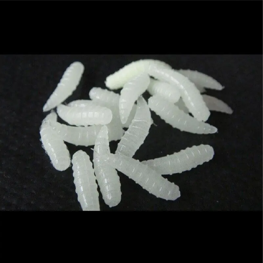 50Pcs Fishing Lure Maggot Grub Soft Baits Worms Noctilucent Luminous Night Glow