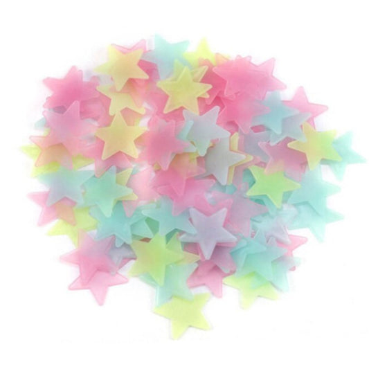 50Pcs 3D Stars Glow In The Dark Wall Stickers Luminous Fluorescent Decor