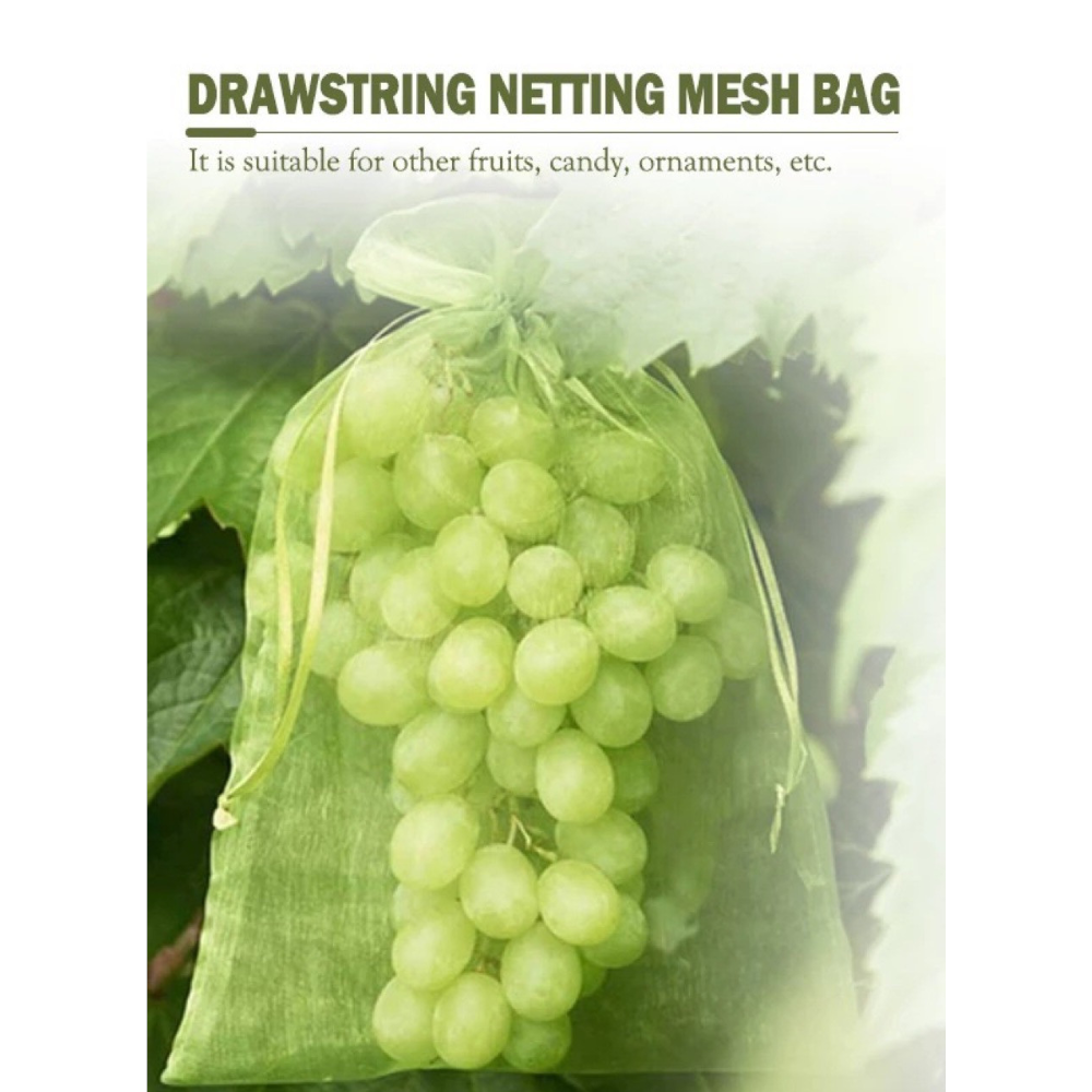 50Pcs Fruit Protection Mesh Drawstring Bags