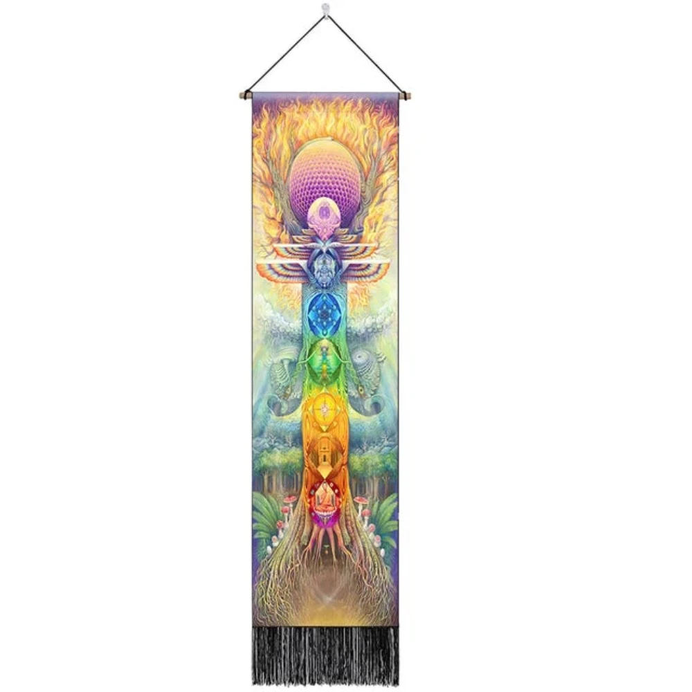 Seven Chakra Tapestry Hippie Mandala Chakras Wall Hanging Fabric Yoga Meditation Tapestries For Spiritual Room Decor