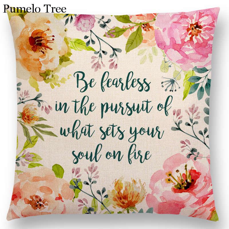 Floral Inspirational Sayings Cushion Covers