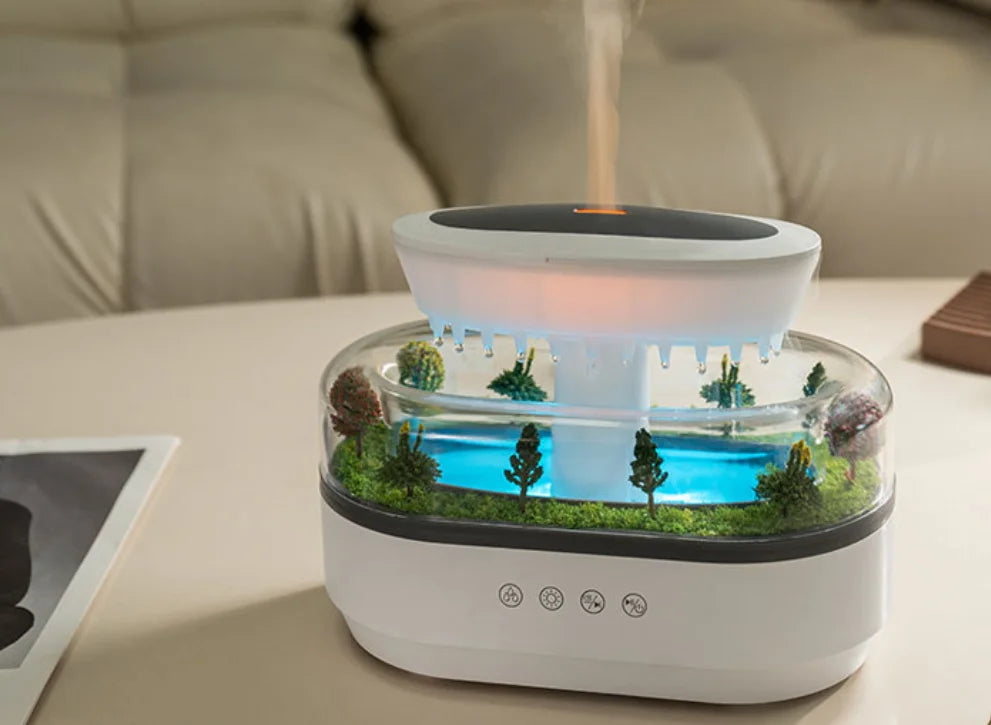 Smart Cool Mist Raindrop Air Humidifier For Garden Landscape Christmas Tree White Noise Oil Aroma Diffuser Portable
