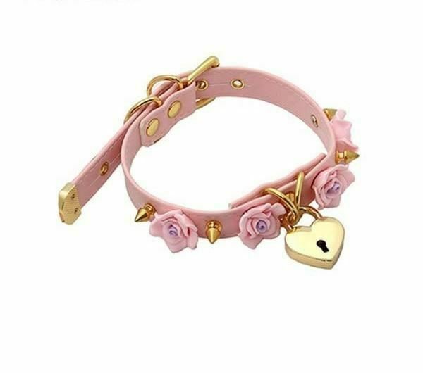 Bdsm Collar Spikes Flowers Choker Necklaces Slave Play Owned Submissive