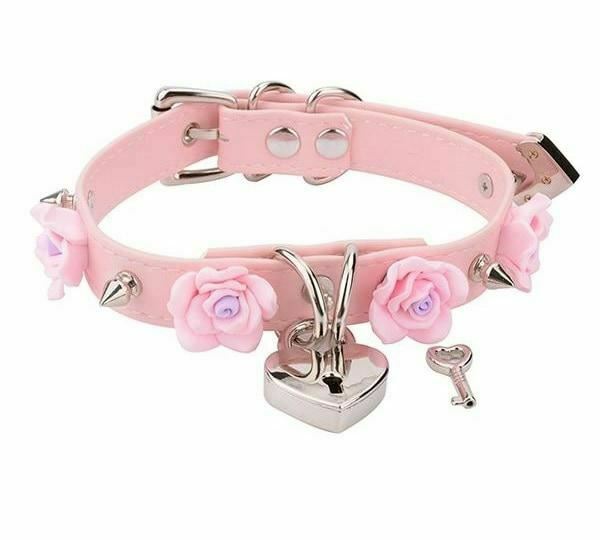 Bdsm Collar Spikes Flowers Choker Necklaces Slave Play Owned Submissive