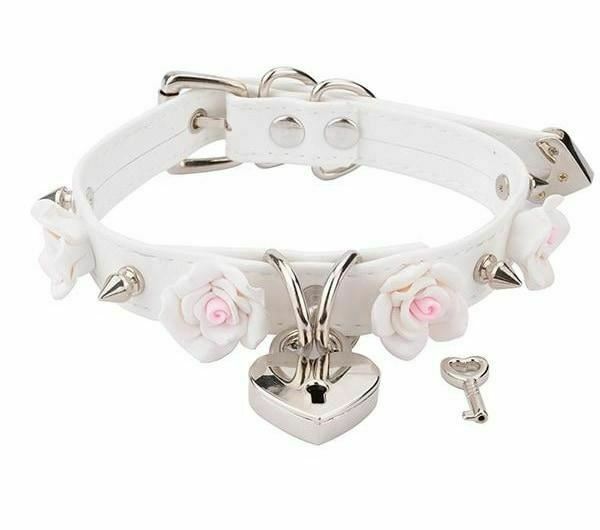 Bdsm Collar Spikes Flowers Choker Necklaces Slave Play Owned Submissive