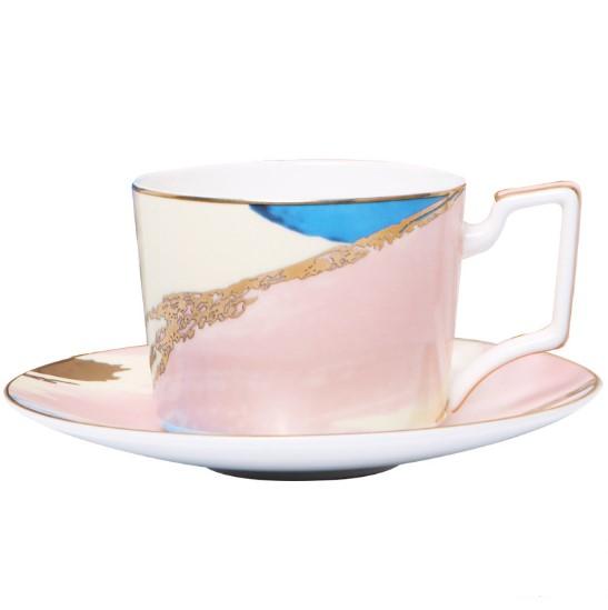 Watercolour Colourful Ceramic Handmade Dinner Plates Cup Saucer