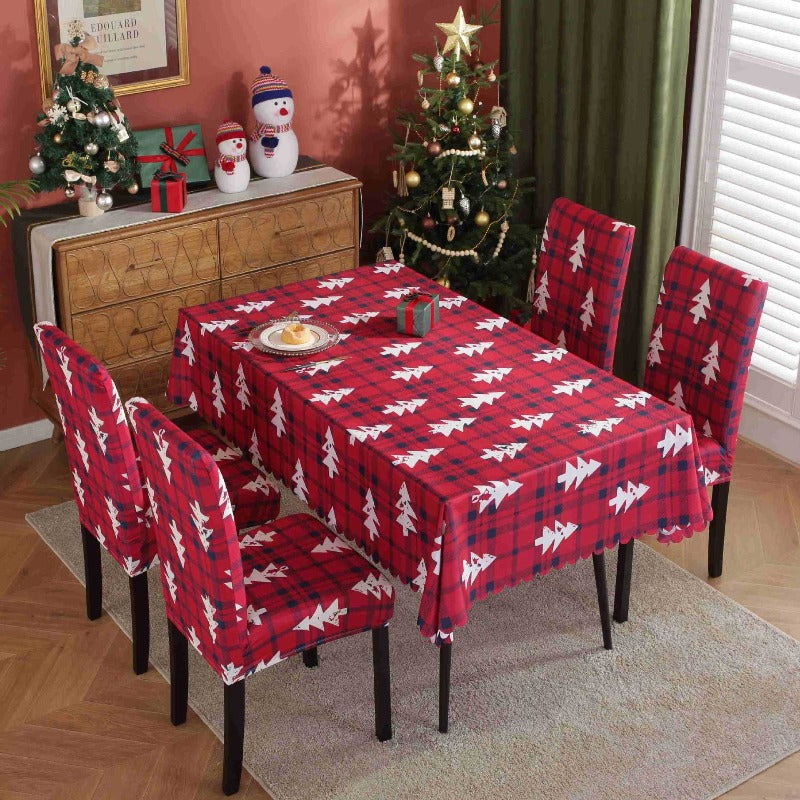 Printed Festive Christmas Table Cloths Chair Covers Party Decorations